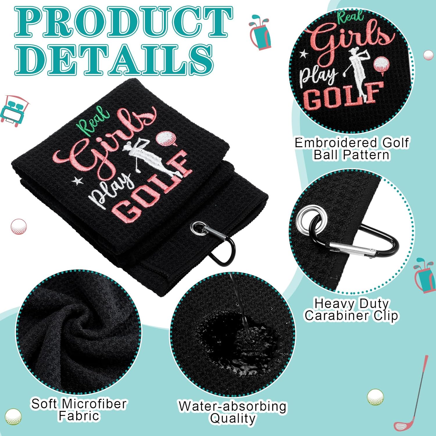 Geiserailie 7 Pcs Golf Gifts for Women Girls with 16oz Tumbler Makeup Bag Socks Towel Keychain Card Box for Golfer Lover Player Coach Graduation Mother's Day Birthday Gifts - Image 3