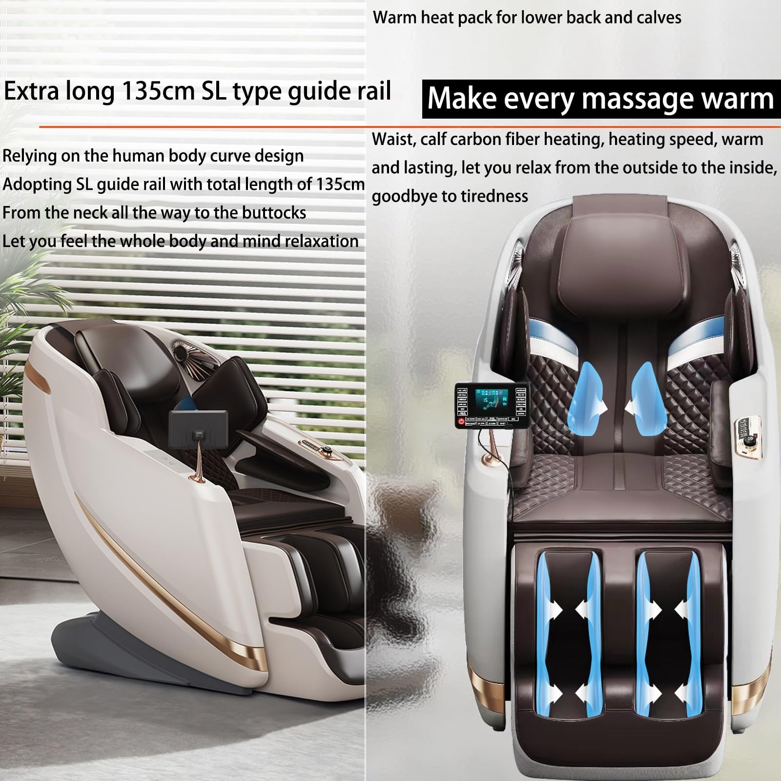 Sillón de Masaje 3D, Sillón de Masaje Inteligente para Dormir Airbag Pantalla Táctil Conexión Bluetooth Viajar Casa Oficina(Purple)