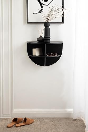 Miniatura 4 de Kate and Laurel Jalla Mesa auxiliar flotante de madera, 18 x 10 x 14 pulgadas, color negro, mesa auxiliar de madera moderna para montar en la pared