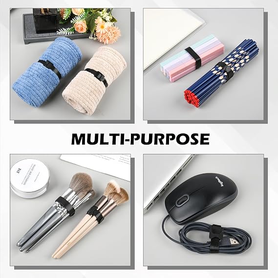 100PCS Black 6 Inch Reusable Cable Ties ,Adjustable Cord Organizers for Home, Office & Electronics, Multi-Purpose Wire Management Solution