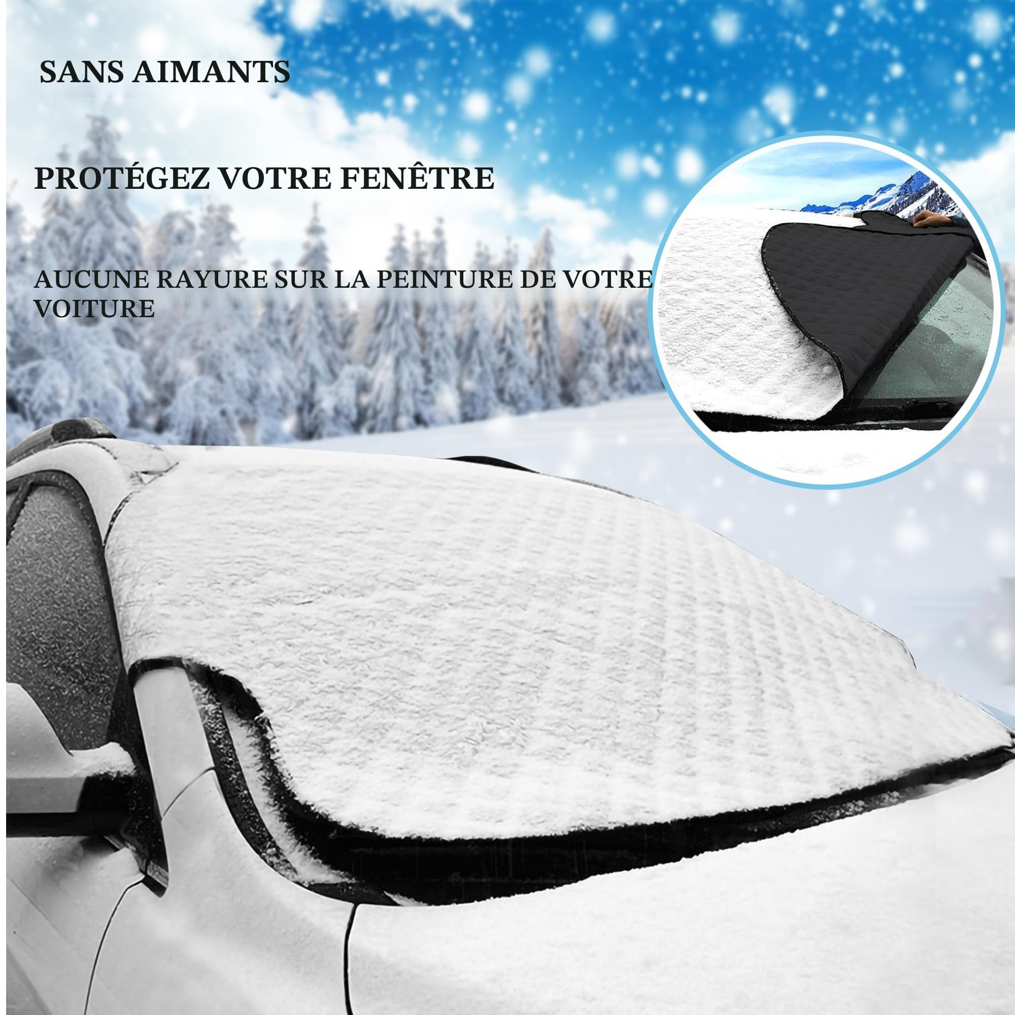Yiichiy Protection Pare Brise Hiver, 4 Couches de Voiture Protege Pare Brise Givre, Couverture Pare Brise Voiture avec 5 Aimants, pour Voiture Anti Givre Neige Glace UV, Repliable 150 * 120cm