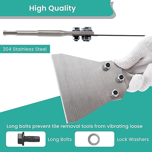 Miniatura 4 de Rascador de suelo SDS Plus de 5 pulgadas con pernos de repuesto y tuercas de seguridad, elimina fácilmente azulejos, yeso, pisos de madera dura y