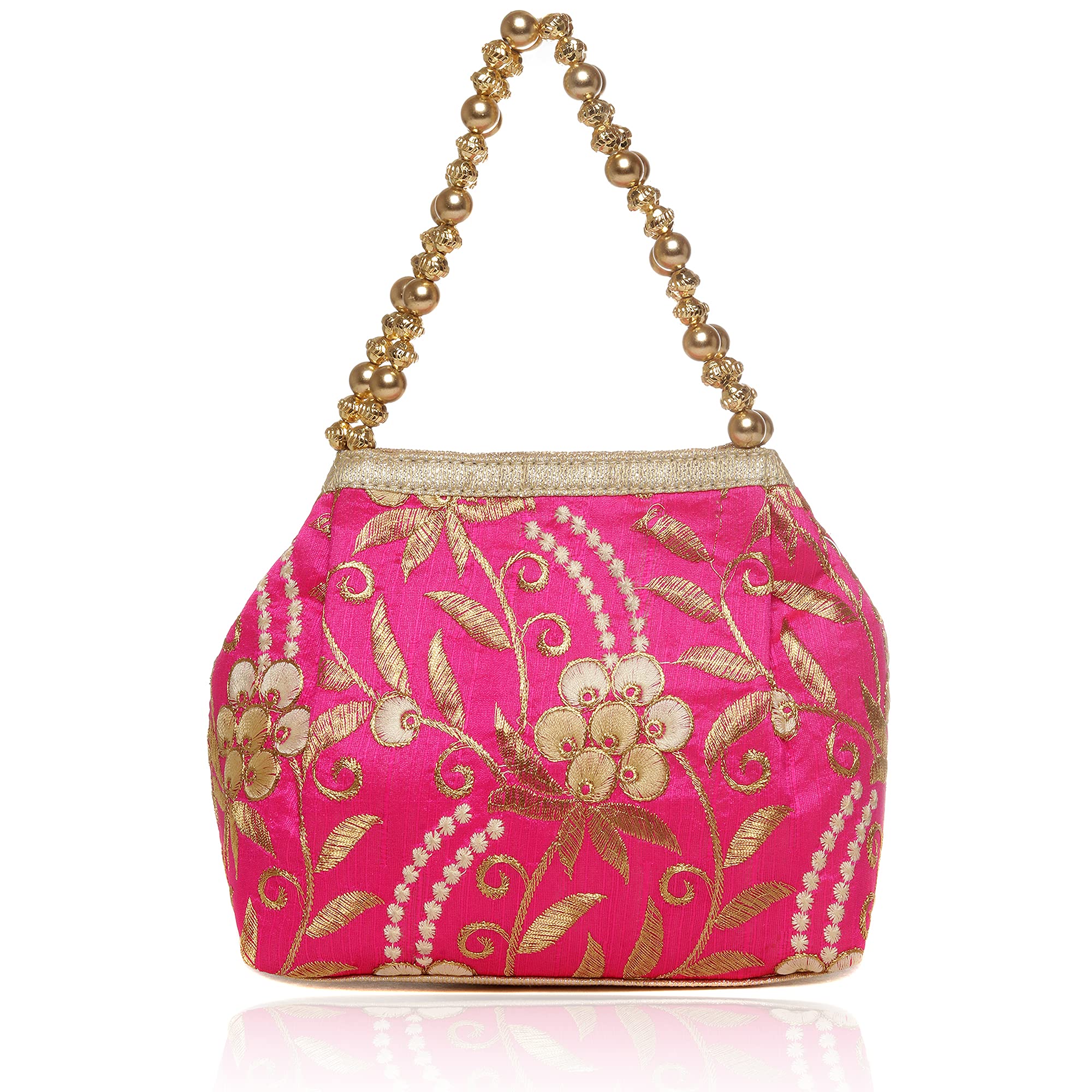 Wenz Raw-Silk Designer Potli Bag for women with Golden Embroidery and Cheed Moti Handle WP-1 (B092M7GPLV) Amazon Price History, Amazon Price Tracker