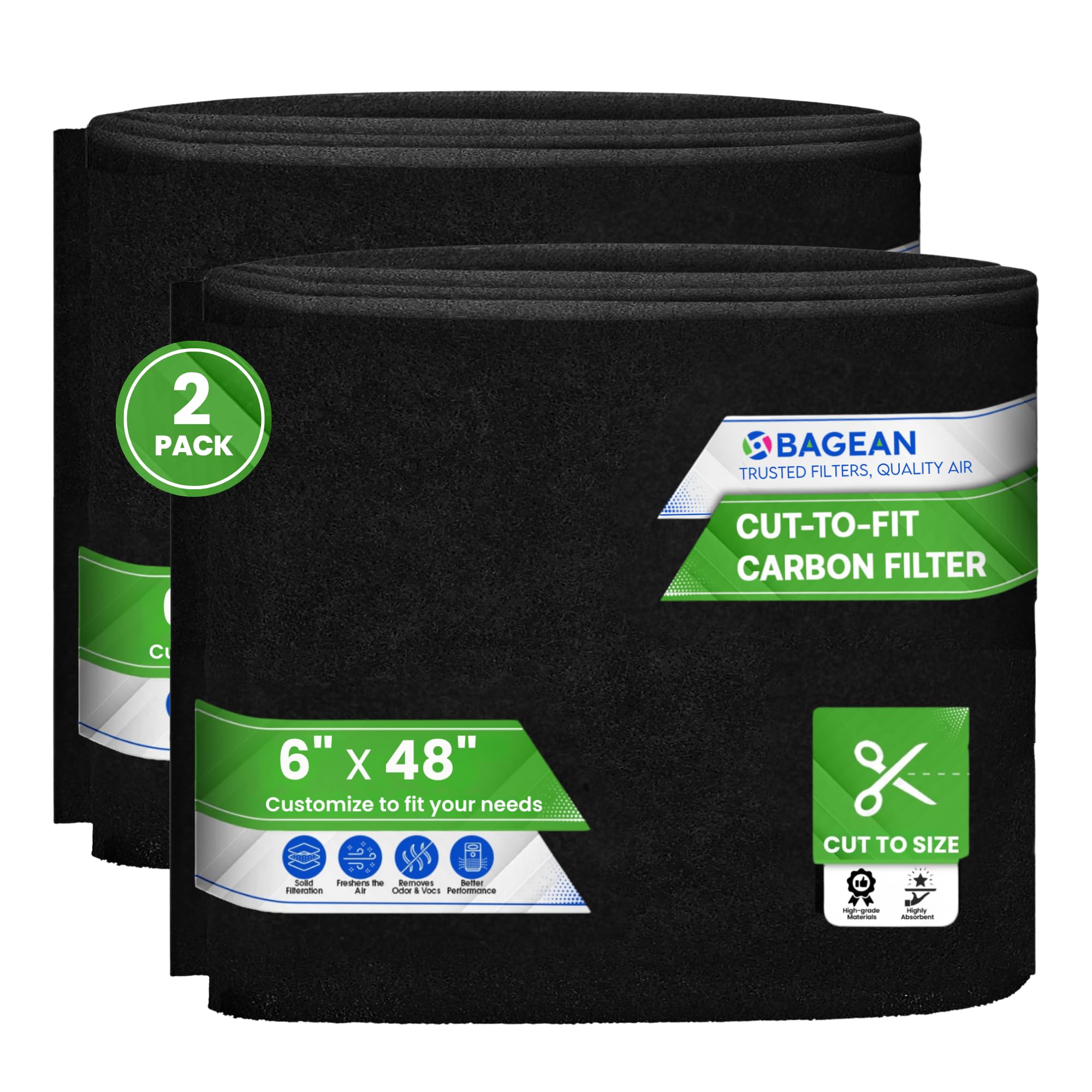 Bagean Cut to Fit Activated Carbon Filter Sheet 6” x 48” Carbon Air Filter