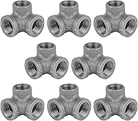 Vista 21 de Pipe Decor - Juego de 4 accesorios de tubería de hierro maleable industrial de unión de 1/2 pulgada por Pipe Decor, componentes de tubería