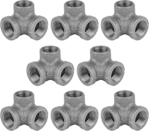 PIPE DECOR - Codo de salida lateral de 1/2 pulgada, accesorios de hierro maleable negro para tuberías, pezones y accesorios estándar de 1/2 pulgada,
