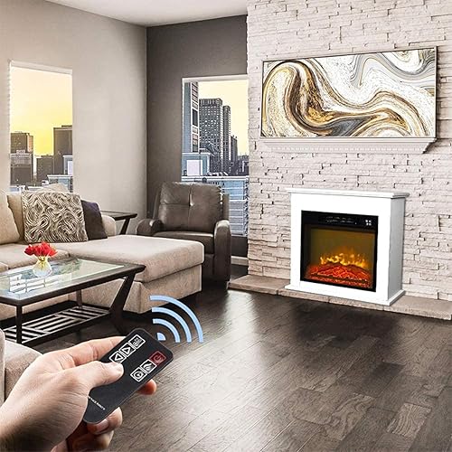 Miniatura 8 de Taygate Chimenea eléctrica de 25 pulgadas, 1400 W, calentador de chimenea, estufa independiente con control remoto y llamas realistas