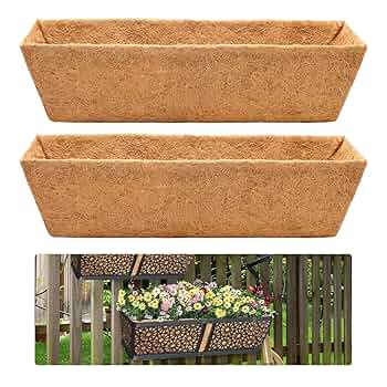 4 Pack 24 Inch Trough Coconut Liners, Natural Liners For Wall Planter Window Basket Deck Railing Planter 371705539