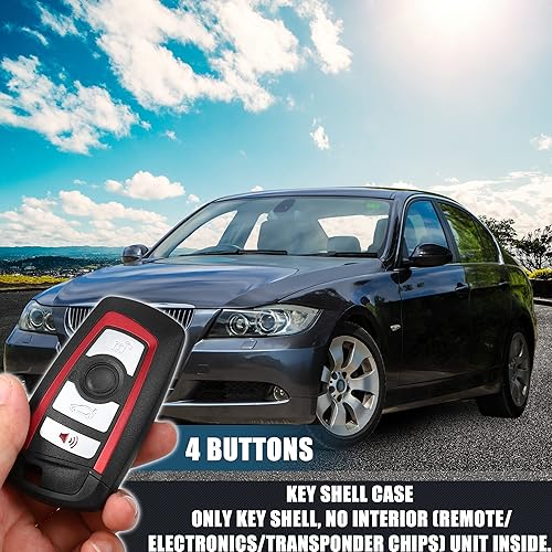 Miniatura 9 de X AUTOHAUX Funda de repuesto para llavero de entrada sin llave de 4 botones para BMW 1 2 3 4 5 6 7 Series X3 M2 F Series 235ix 320 E90 E92 E93 X5