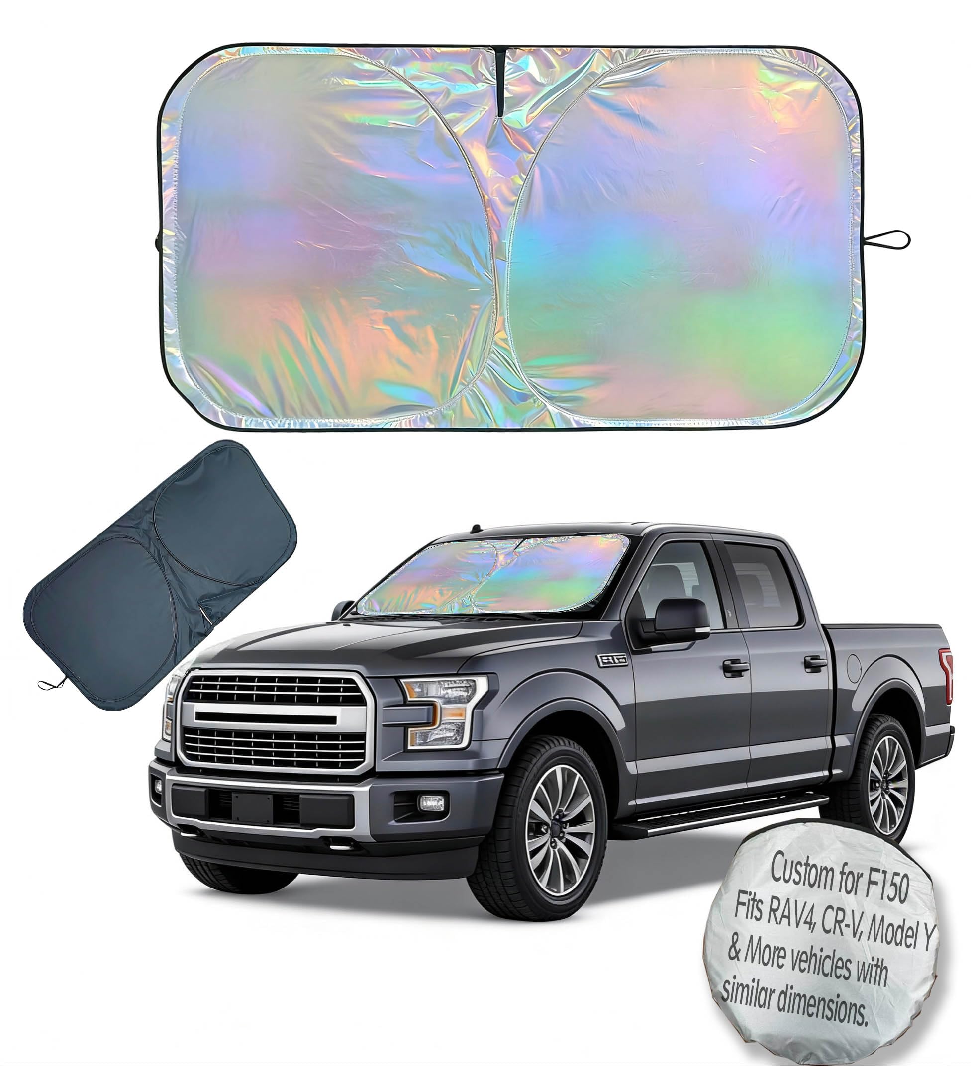 Window Shades for Car Windshield - Foldable Car Window Shades, 210T Reflective UV Block Sun Visor, Keep Vehicle Cool in Summer Heat, Universal Fit for Cars, SUVs and Trucks, Easy to Install & Store