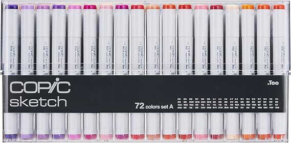 Copic Sketch, Ultra-blendable Alcohol Markers, 72pc Set A