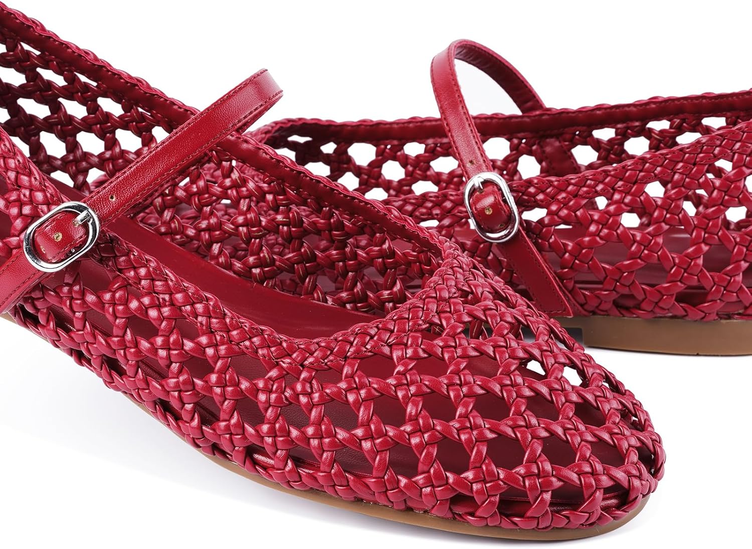 Leopard Mesh Flats for Women Round Toe Mary Jane Ballet Flats Buckle Strap Slip On Casual Breathable Ballerina Shoes - Image 7