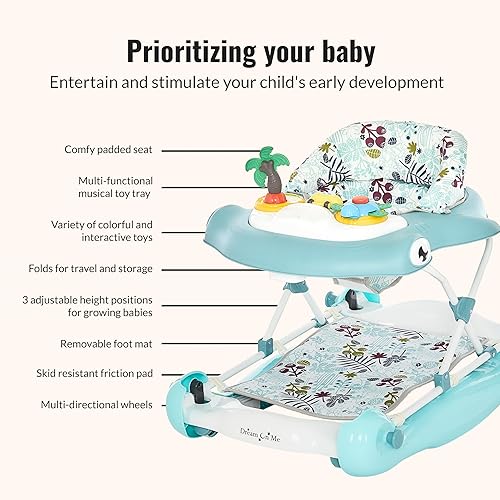 Miniatura 5 de Dream On Me Aloha Fun Activity - Caminante y balancín 2 en 1 en azul caminador fácil de convertir ajustes de altura ajustables de tres posiciones
