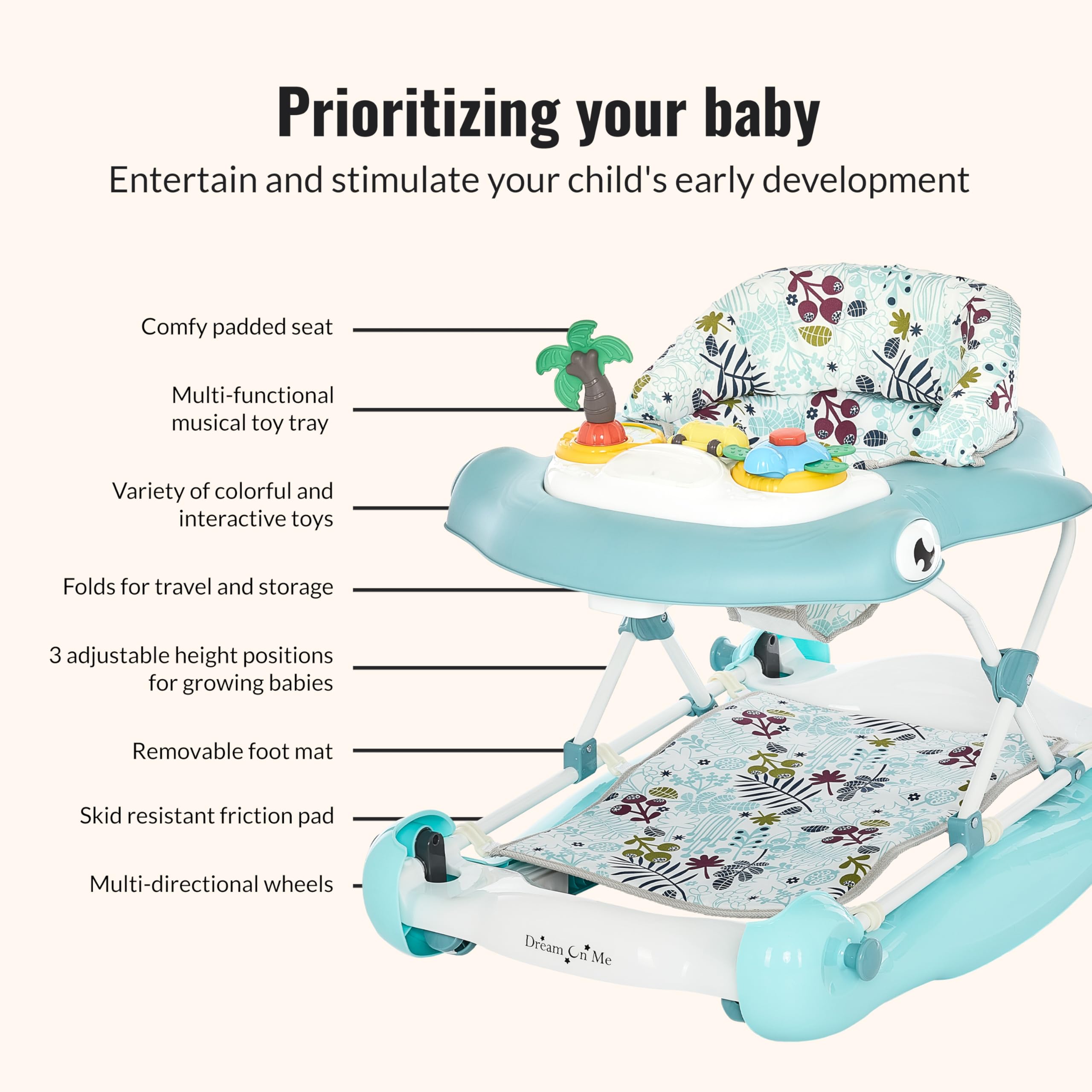 Amazon.com: Dream On Me Aloha Baby Walker, 2-in-1 Foldable Infant