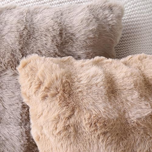 Miniatura 5 de MADIZZ Paquete de 2 fundas de almohada gruesas de lana de felpa de 24 x 24 pulgadas, fundas de cojín decorativas suaves para sofá y dormitorio