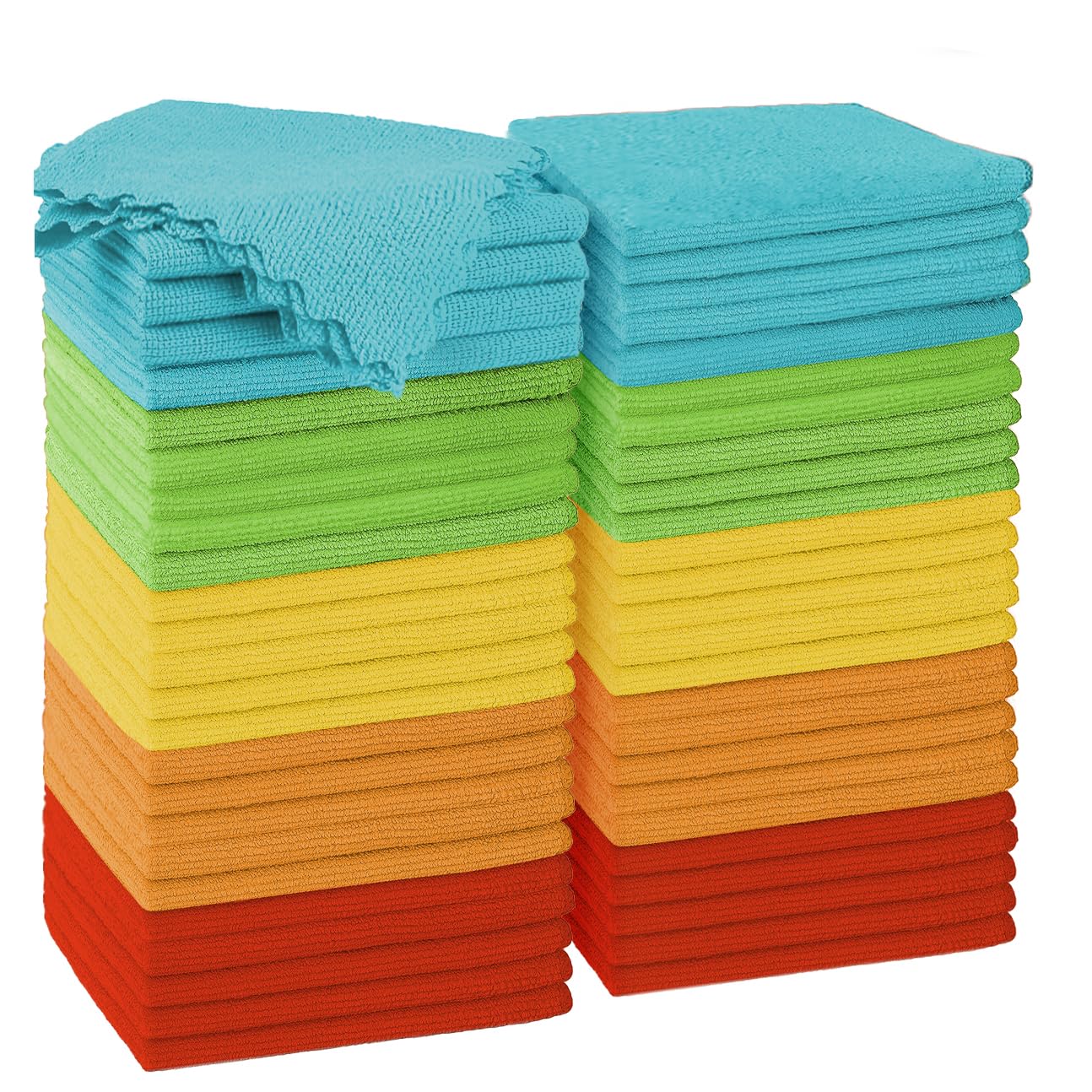 Microfiber Cleaning Cloth 50 Pack Cleaning Rags with 5 Color Assorted Absorbent and Lint Free Cleaning Cloth for