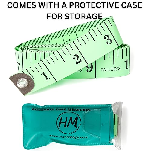 Miniatura 6 de Cinta métrica suave para medir el cuerpo, cinta métrica de tela a medida para perder peso, regla flexible, doble escala de 59.1in60 pulgadas (verde)