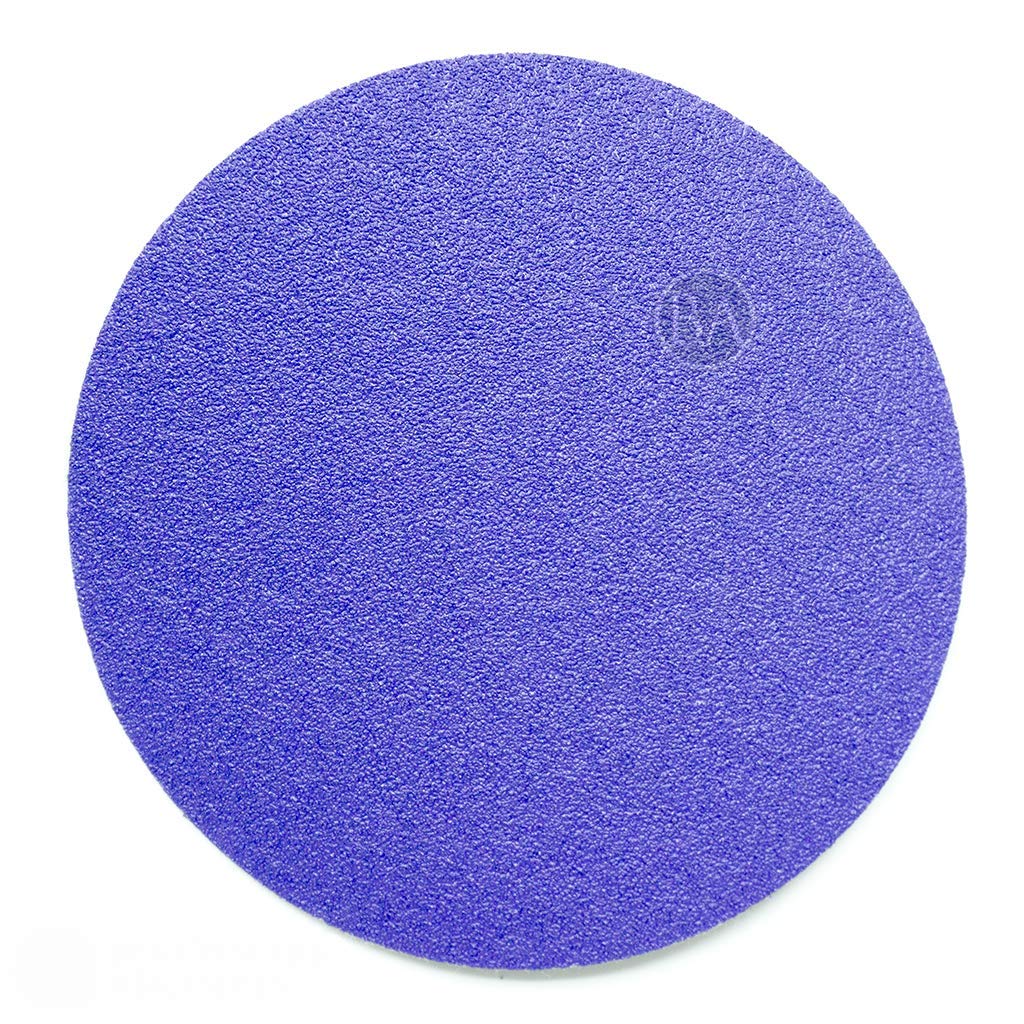 Benchmark Abrasives 5 Inch Sanding Discs Hook and Loop, Premium Ceramic No Holes Adhesive Sandpaper for Metals Wood Surface Blending, Automotive - Orbital Sander Sandpaper (50 Discs), 40 Grit