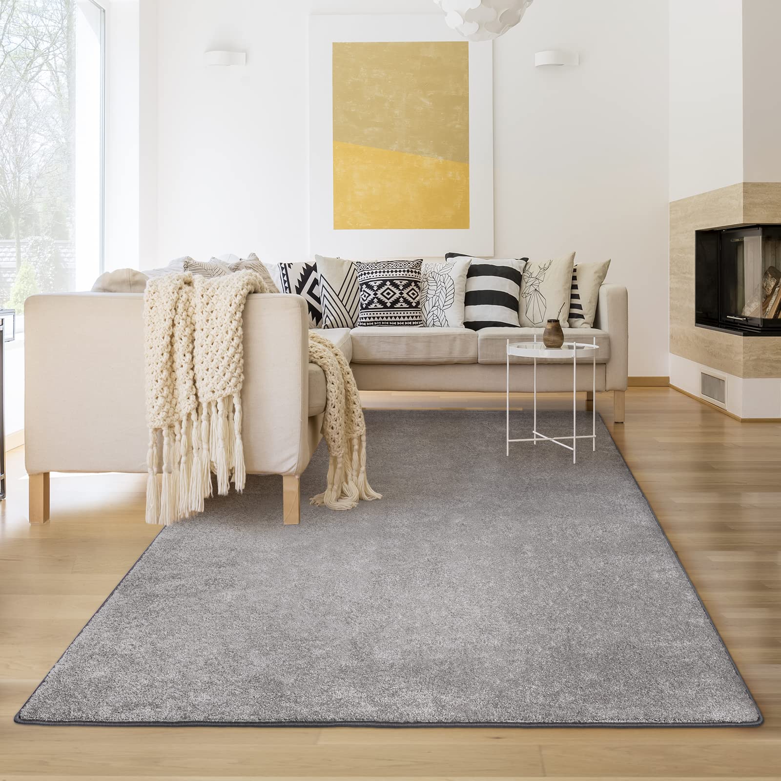 Casa pura Tapis de couloir Sundae au mètre Tapis de couloir, cuisine, etc. Tapis de couloir, couloir, cuisine, etc., Polypropylène, argenté, Teppich Läufer 80x300 cm