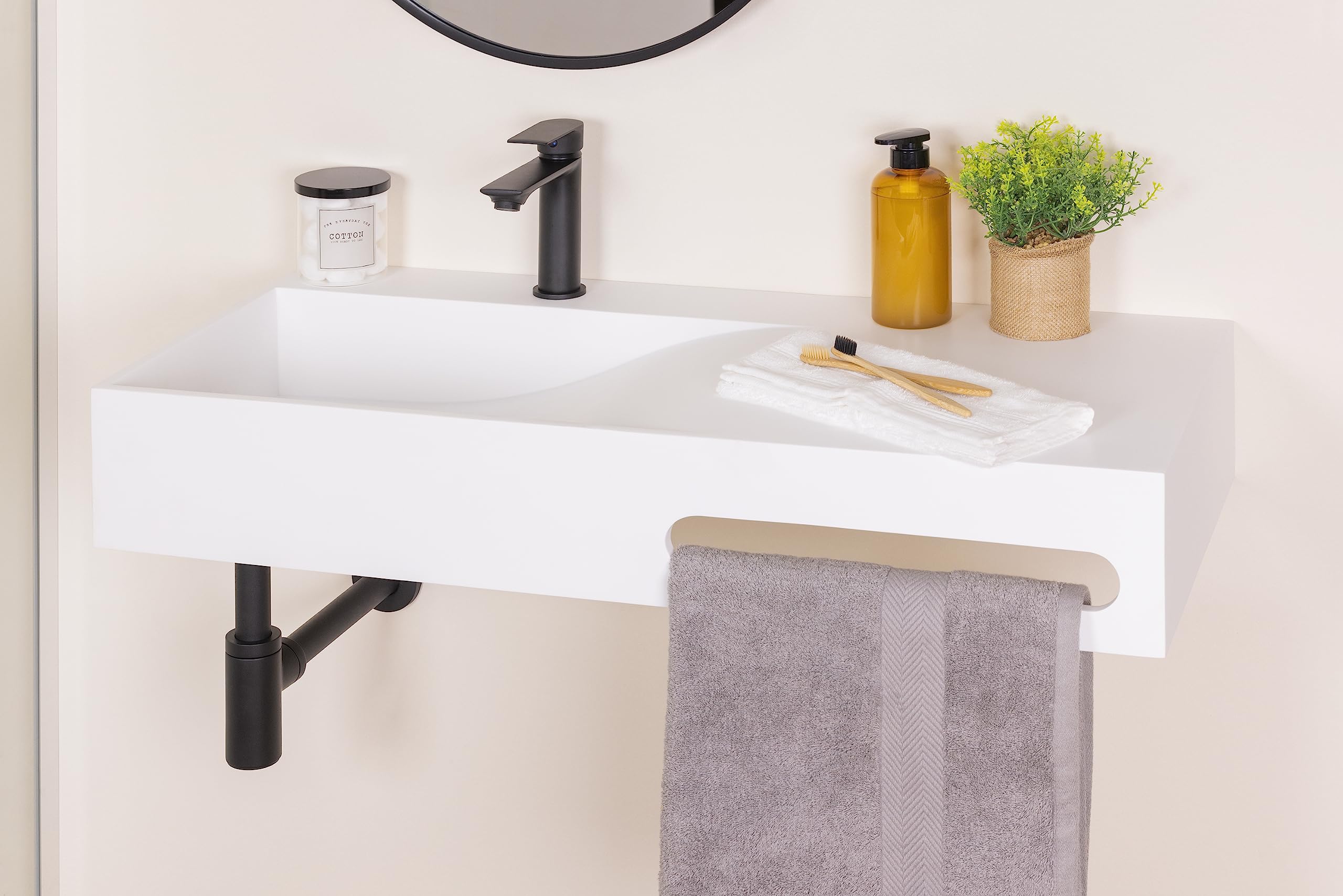 Siphon de lavabo universel en laiton noir mat ecrou tournant a visser 33x42 (1'1/4) - Pour evacuation diamètre 32 mm - Installation facile - Design elegant NOYON & THIEBAULT