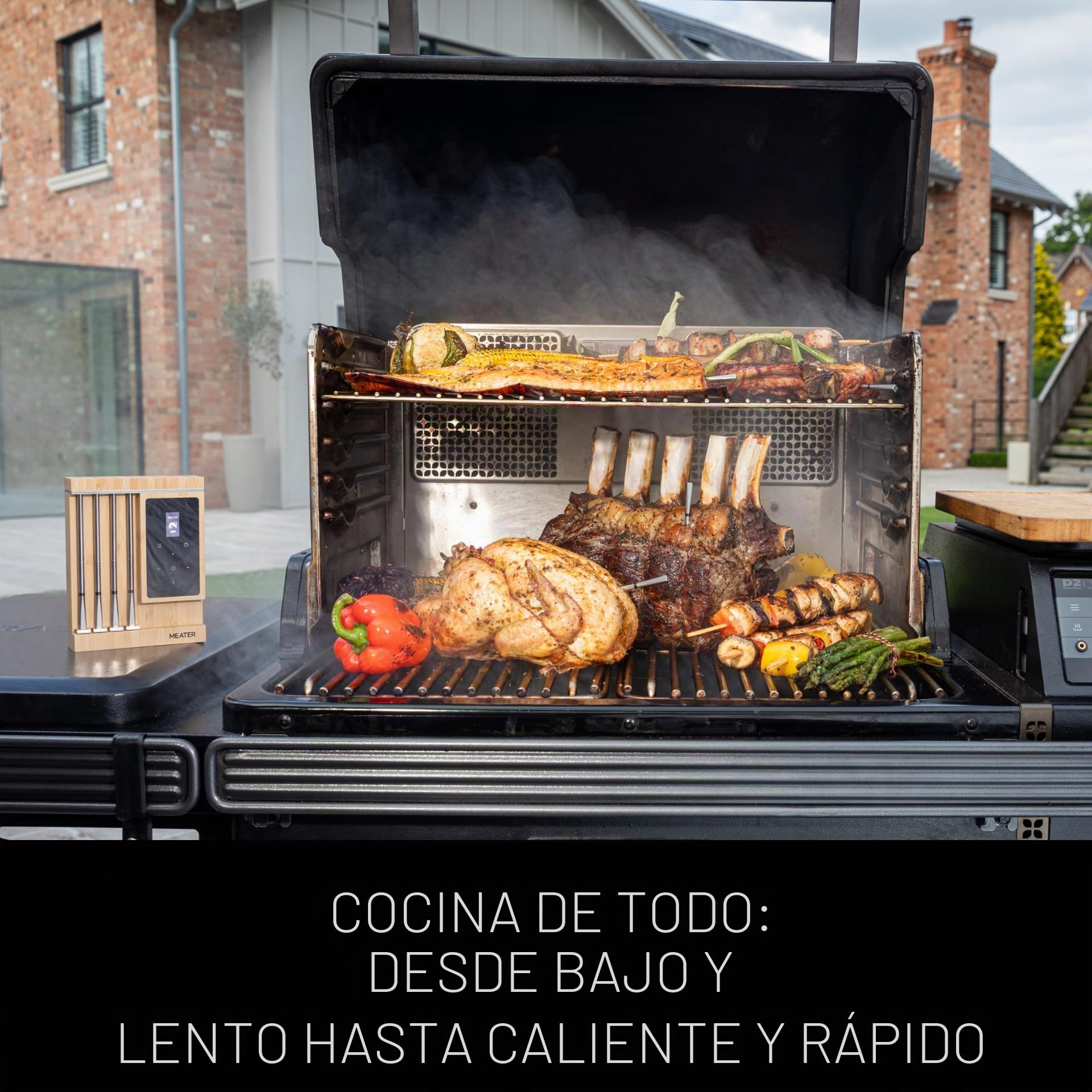 MEATER Pro XL [Nuevo] – El último termómetro inteligente para carne con WiFi y cuatro sondas avanzadas | Barbacoa, horno, parrilla, ahumador, freidora de aire caliente