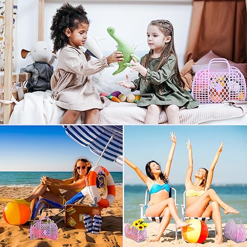 Miniatura 5 de Hsei 16 bolsas de gelatina reutilizables para niñas, bolsa de playa de plástico, cesta de regalo para niños y niñas