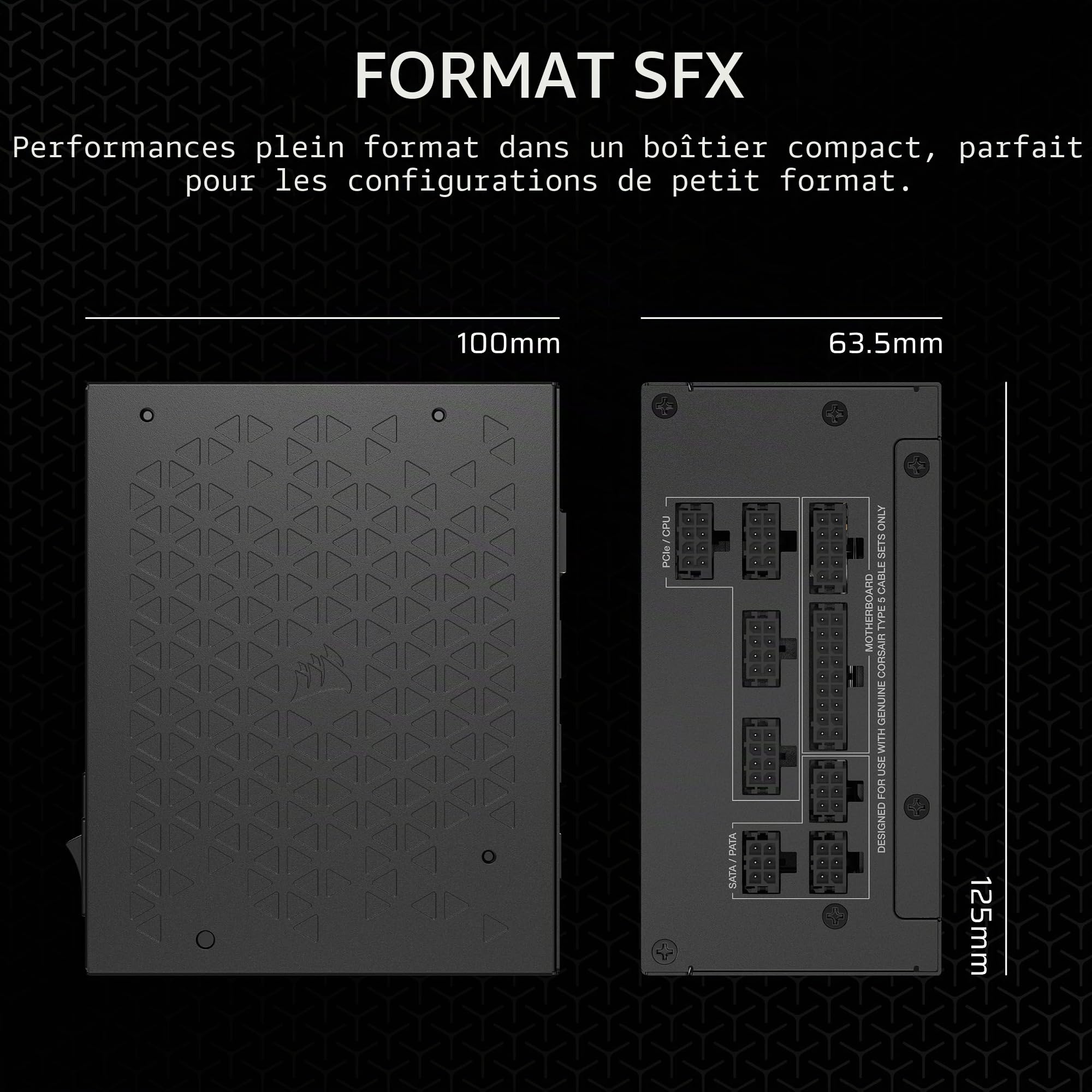 CORSAIR SF750 (2024) Bloc d'alimentation ATX 80 Plus Platinum entièrement modulaire à Faible Bruit – Conforme ATX 3.0 – Prêt pour PCIe 5.0 – Support SFX-vers ATX Inclus – Noir