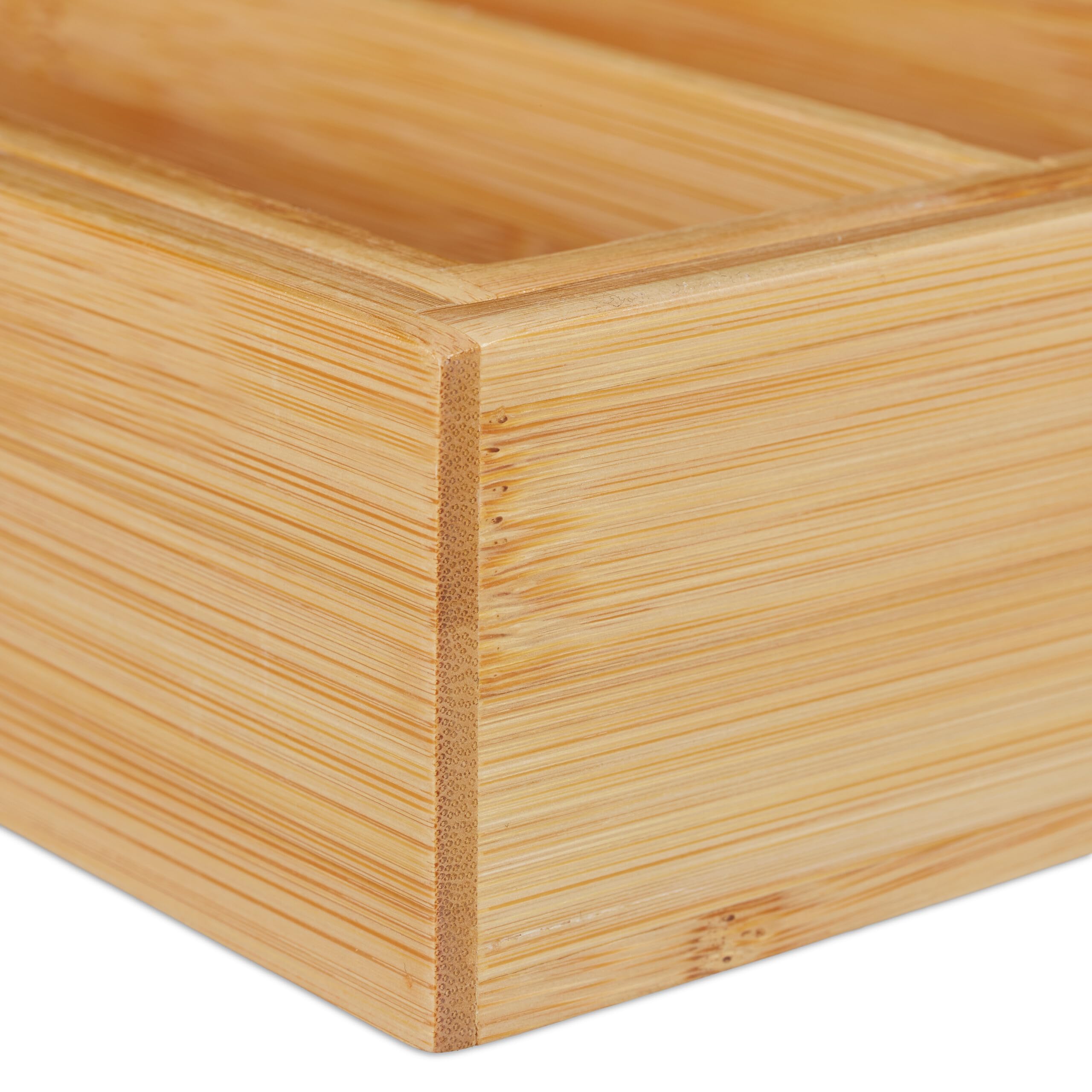 Relaxdays Cubertero Cajón Extensible, Bandeja Cubiertos 8 Compartimentos, Clasificador Bambú, 5x32,5-52x45,5cm, Natural
