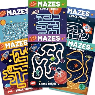 168 Pages Maze Books for Kids Ages 3-8, 6-Pack- 6 Beginner Level Kids Activity Books Busy Books - Outer Space Theme Children Amazing Mazes Fun Games Birthday Gifts