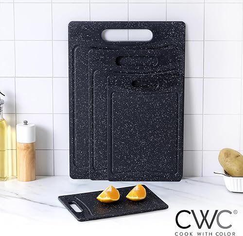 Vista 95 de COOK WITH COLOR Juego de tablas de cortar antideslizantes, esenciales de cocina con mango de fácil agarre para carne, verduras y frutas, 3 tablas