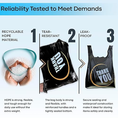 Miniatura 21 de YoYoRain Paquete de 1000 bolsas blancas de agradecimiento para camisetas con asas, bolsas de plástico de 11 x 6 x 21 pulgadas para compras, venta al