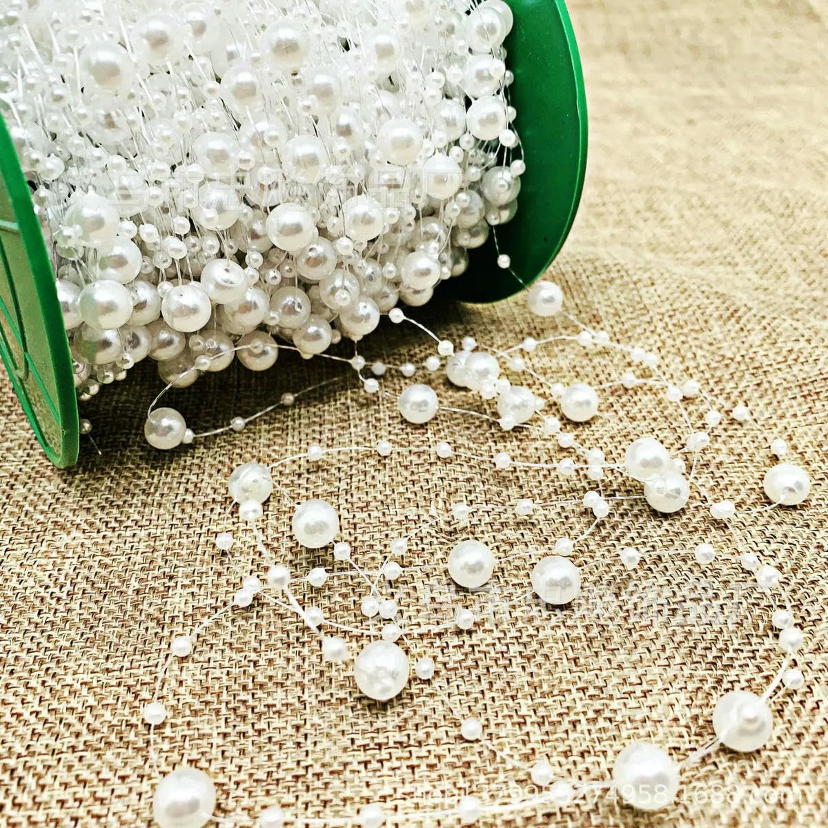 Girlanda z koralików, łańcuch, wstążka, Sztuczne perły koralikowe na wesele, dekoracje DIY, wielokolorowe, różne rozmiary(Pearl White,100 METER)