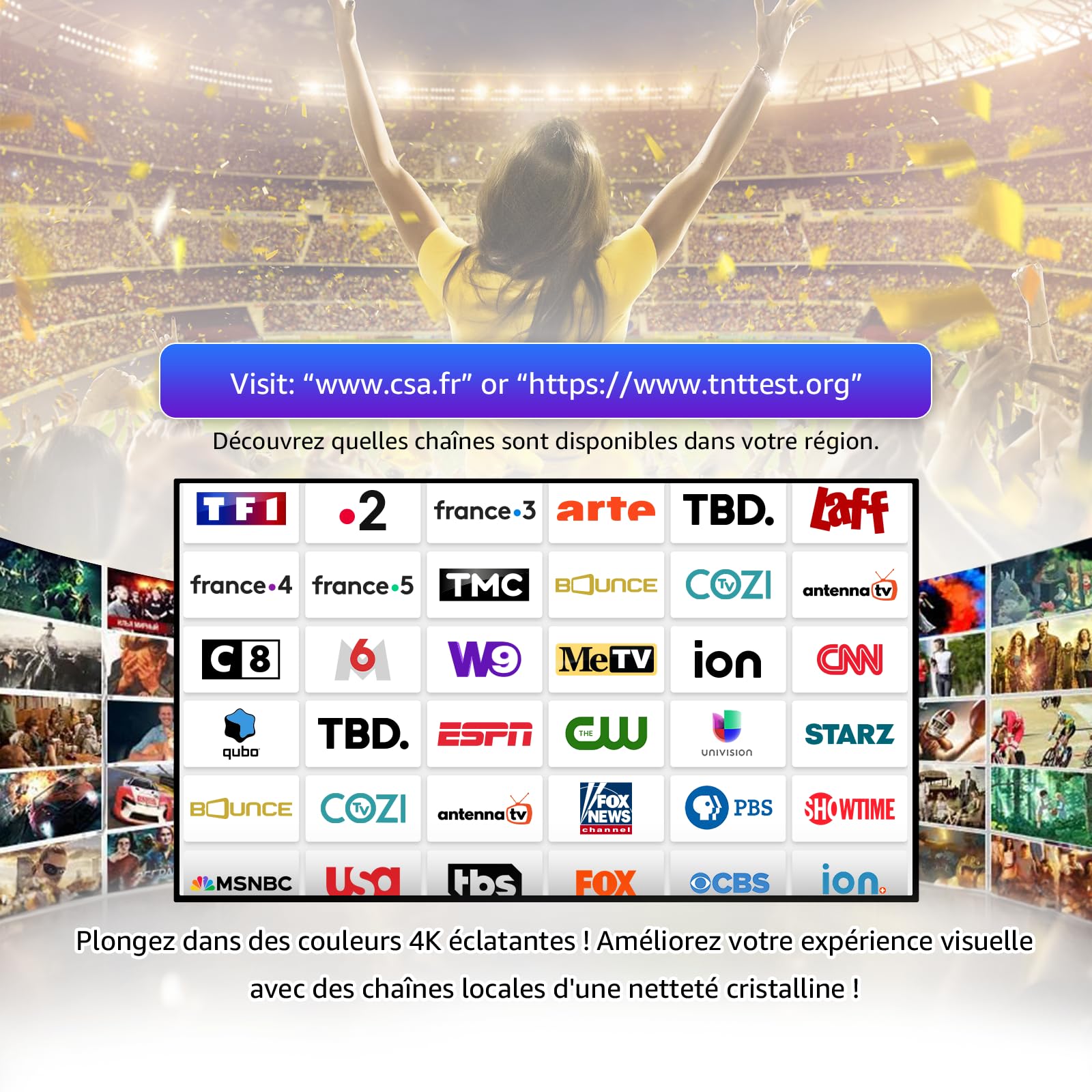 Amplificateur de Signal TV Booster TNT HD 4K avec Filtre 4G Intérieur Extérieur