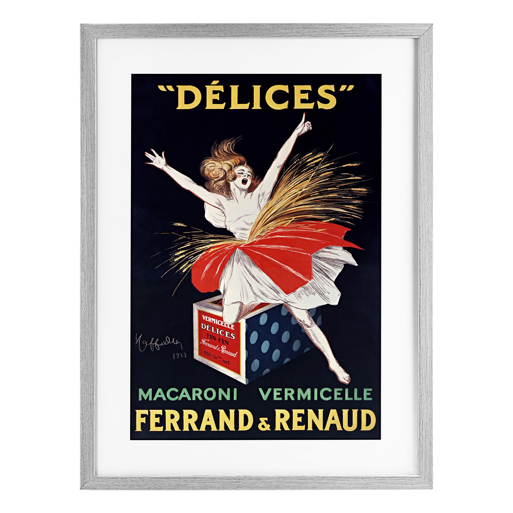 Stupell Industries Farmhouse Gray (Textured) 'Vintage Dancer Food Advertisement'| Framed Print Under Glass