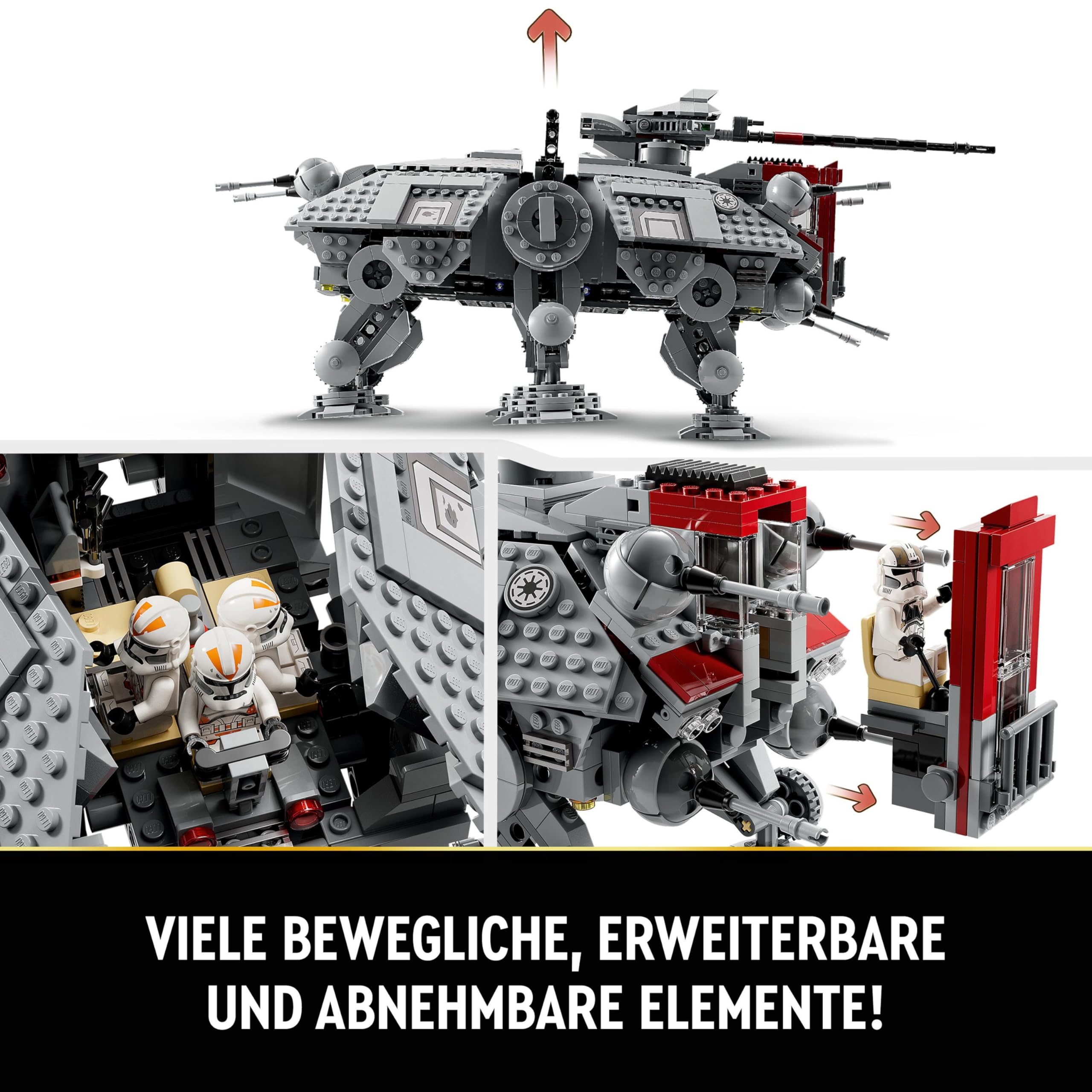 LEGO Star Wars 75337 AT-TE Walker Spielzeug mit 3 Mini-Figuren aus dem 212. Klon-Trupp, Zwergspinne und Battle Droid Figuren – Geschenk für Jungs ab 9 Jahren und Fans von Die Rache der Sith
