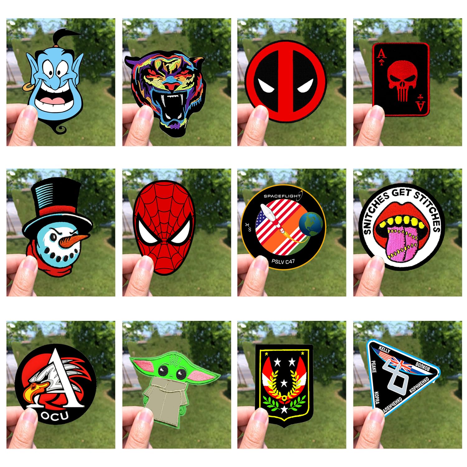 LAZYCHUNKS Printed Iron Patches Decoration for Clothes Printed T-Shirt Thinnest Patches for Jackets, Top, Hats,Bags, Multicolour Design,(Pack of 12)