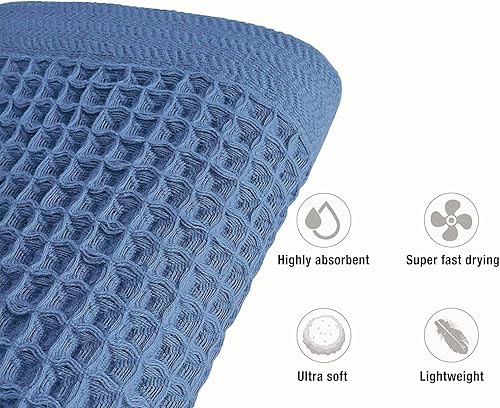 Miniatura 9 de K-25 K25 Los Angeles - Toalla tipo gofre, 100% algodón, extra grande, de secado rápido, suave, ultra absorbente, ligera, toalla de baño K25 Los