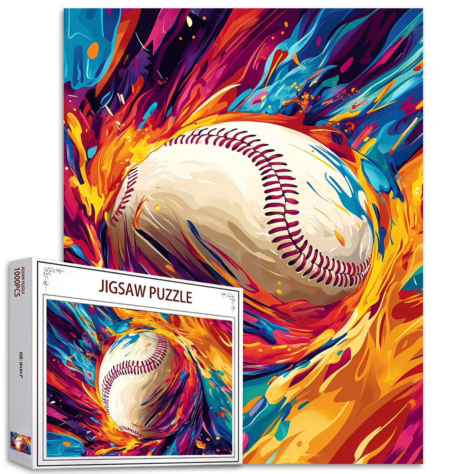 Baseball 1000 Piece Jigsaw Puzzles for Adults and Children 27ร20 Inches Baseball Doodle Puzzles Graffiti Art Puzzle Challenging Family Activity Games Colorful DIY Craft Puzzle for Home Decor Gifts โ image 1