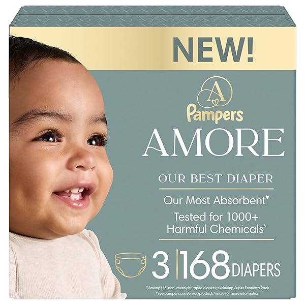 Pampers Amore, Size 3 (13-26 lbs), 168 Count, Our Best Diaper