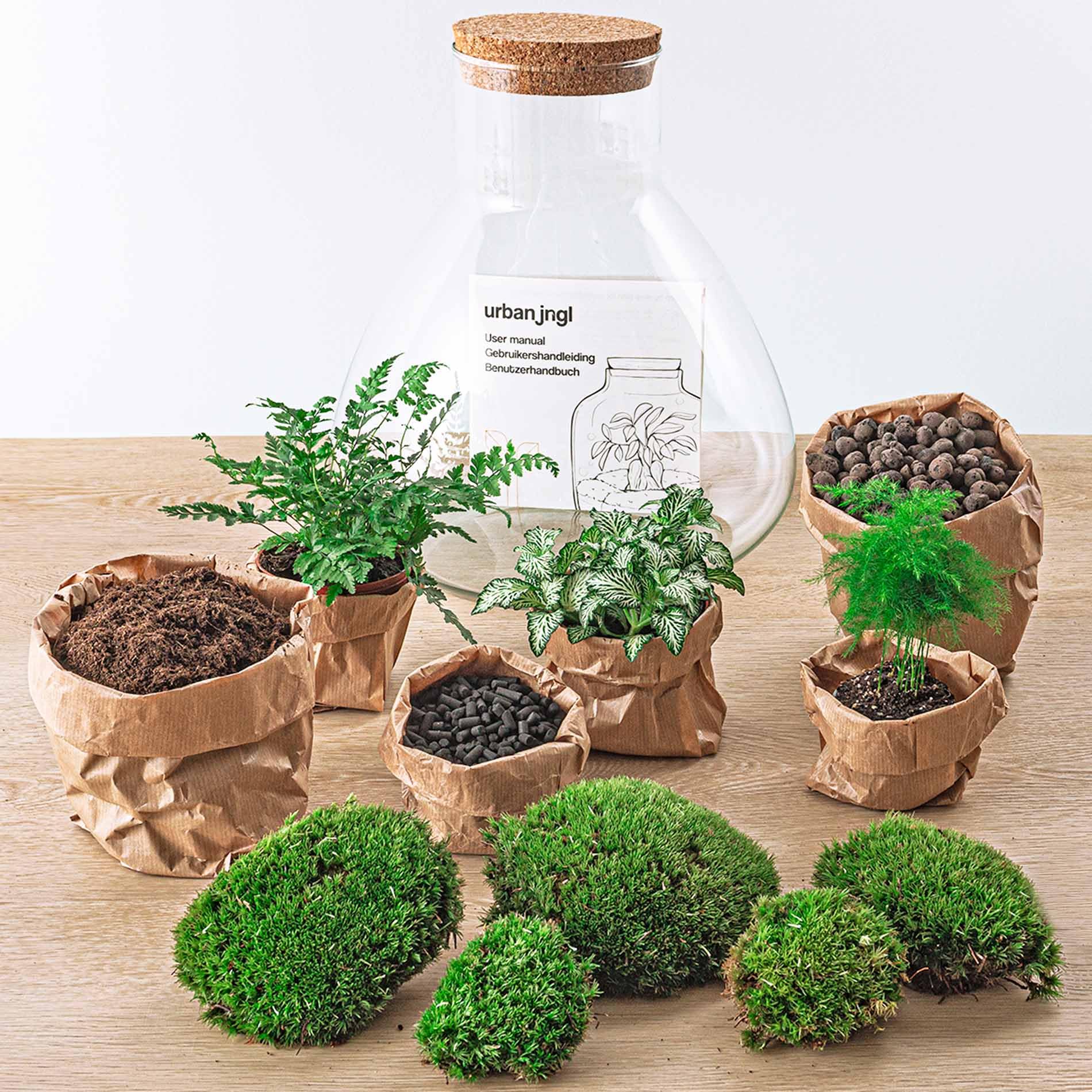 urbanjngl. com - Terrarium DIY Kit - Sam XL - Bottle Garden - 35 cm + RS Amazon No - zestaw "zrób to sam" - roślina w słoiku - kompletny zestaw do terrarium nr