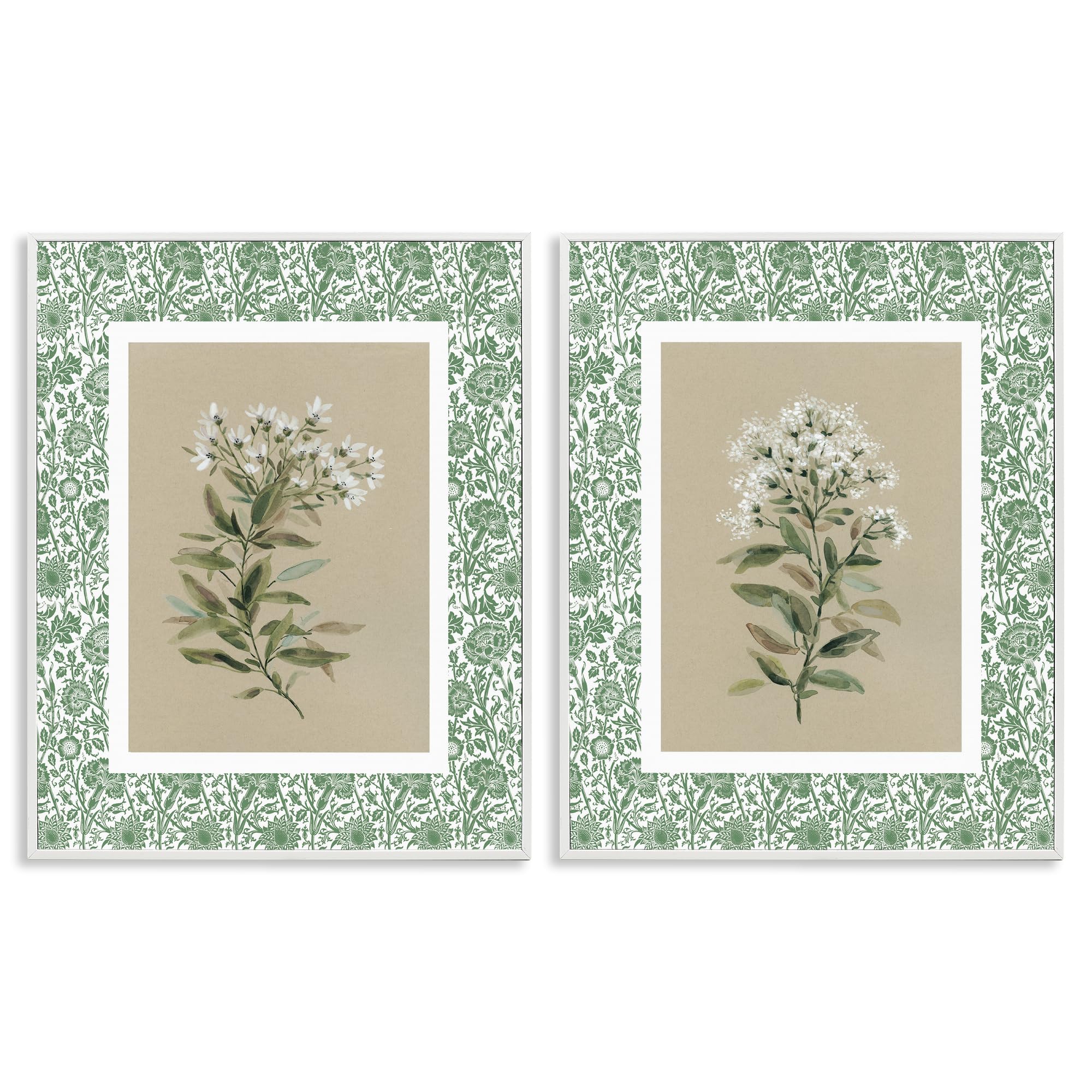 Botanical Patterned Florals, 24 x 30 Inch Framed Giclée Print Set