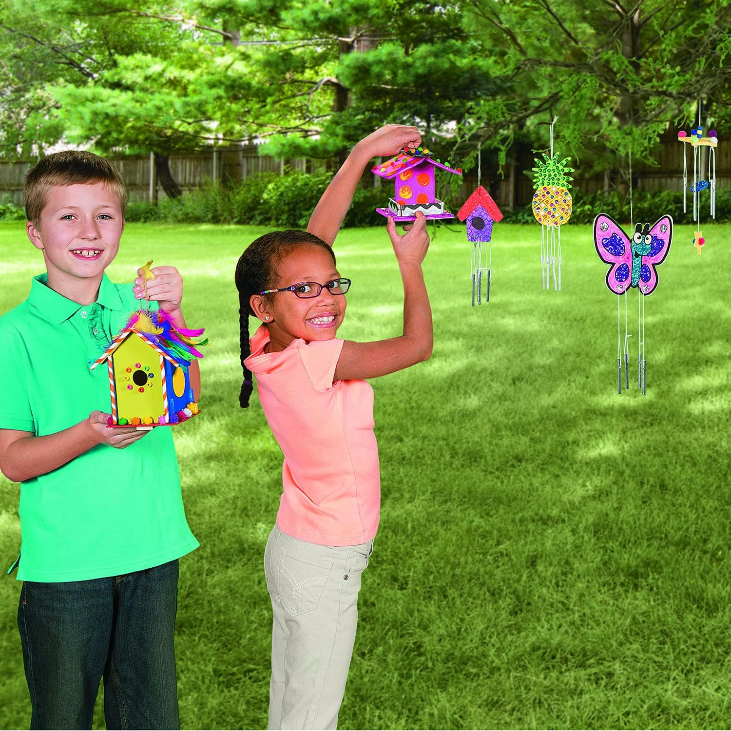 Fun Express Paint Your Own Wood Wind Chimes Craft Kits for Kids Ages 4-8 - DIY Arts and Crafts Set Makes 12 Wooden Wind Chimes | Creative Art Projects for Girls & Boys | Perfect for Parties