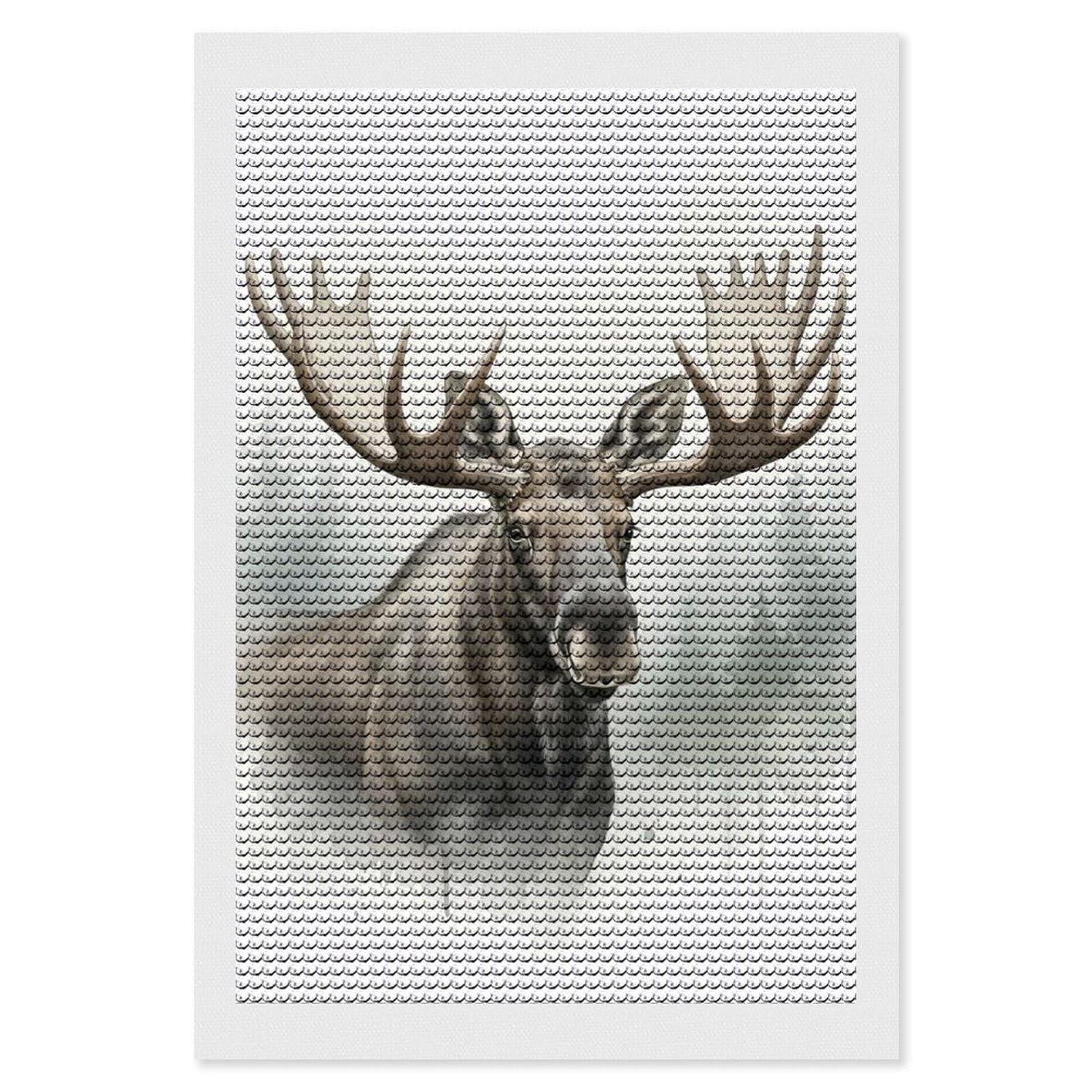 Junmoney Watercolor Moose in Forest Diamond Painting Kit 8"x12", Adhesive Canvas, Home Wall Decor, for Beginners, Birthday Gift, Full Kit Included
