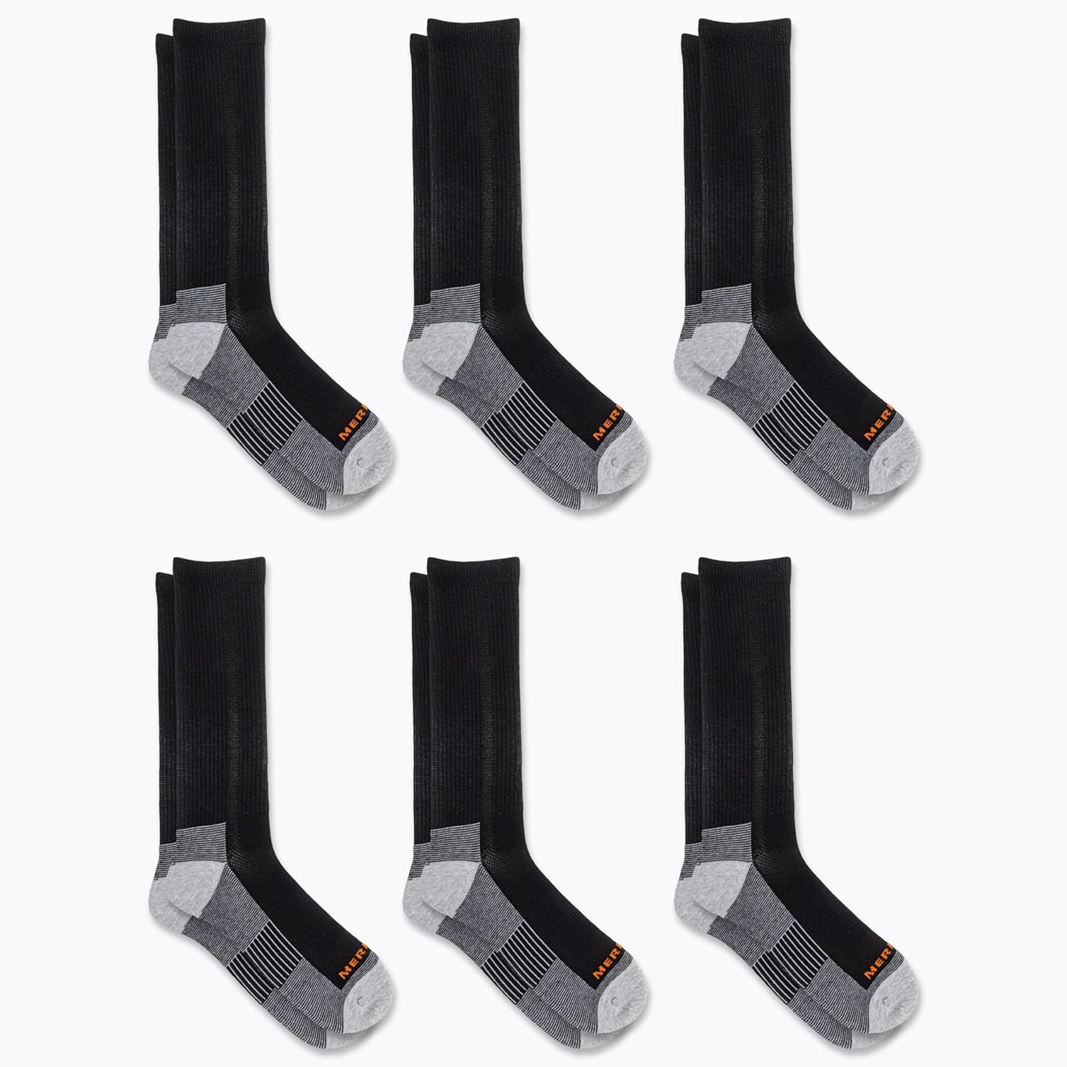 Merrell Men's and Women's Recycled Cushioned Crew Socks-6 & 12 Pairs-Hiking Arch Support - Image 5