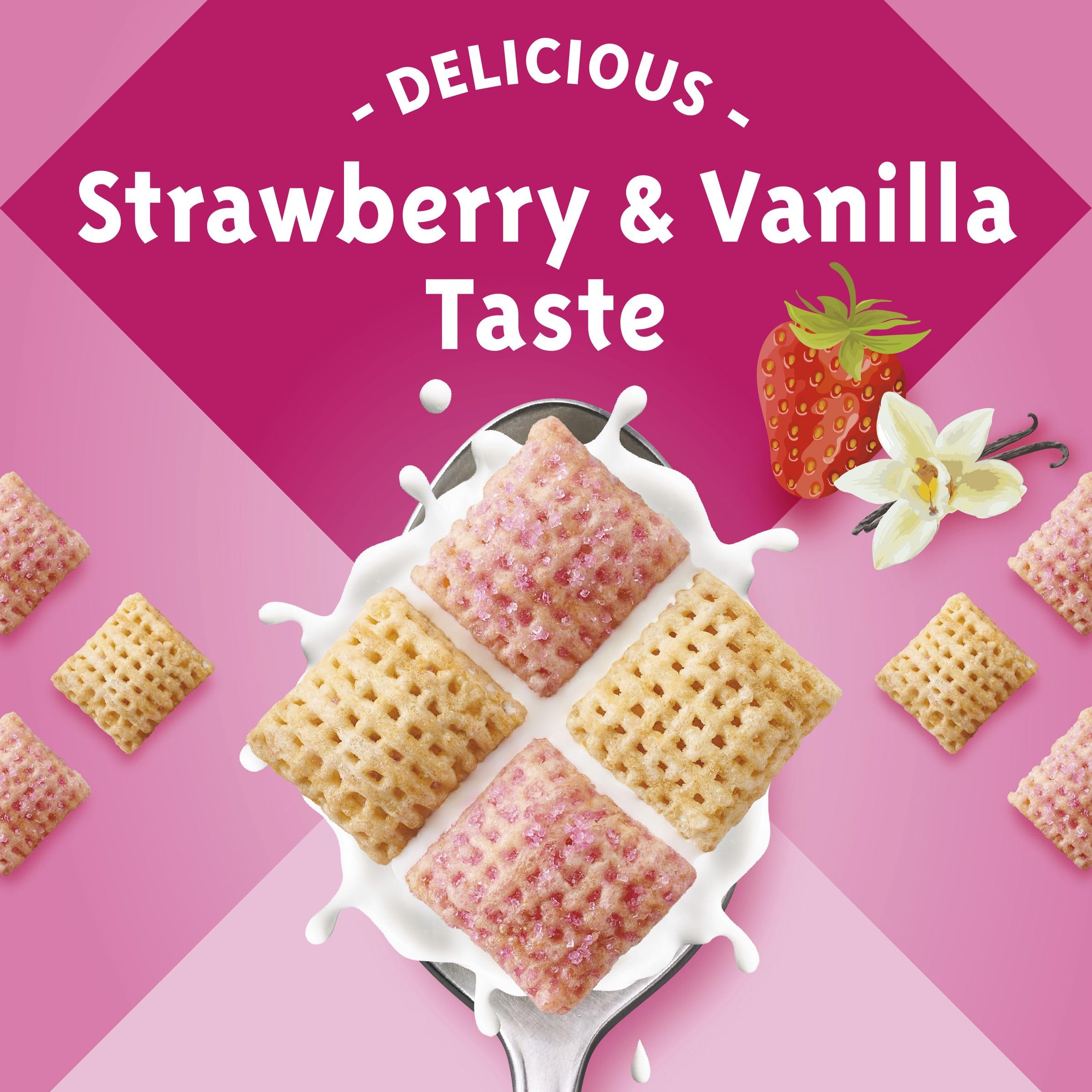 Chex Cereal, queso de fresa y vainilla, cereal sin gluten, hecho de granos enteros, 350 ml