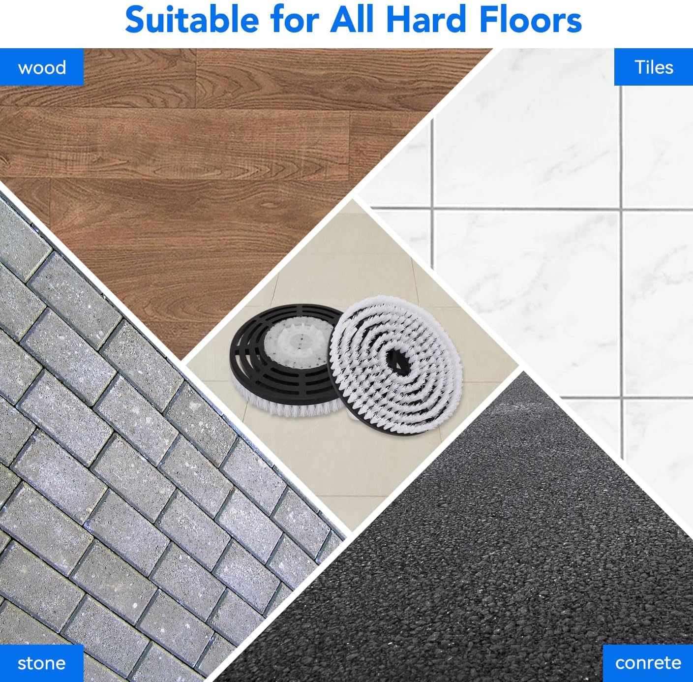 S7000 Upgraded Scrub and Steam Mop Brush Heads for Shark Steam Mop S7001, S8201, S7201, S7000AMZ, S8001, S7001TGT, S7005, S7020, etc - Replacement Mop Head for Deep Cleaning Hard Floors (White)