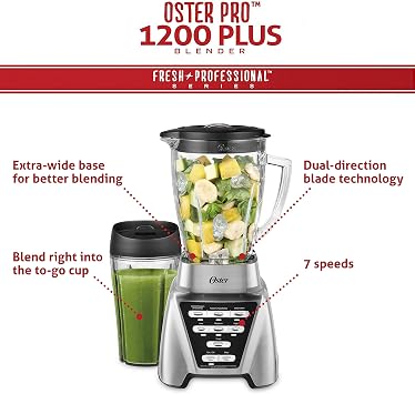 Oster Blender | Pro 1200 with Glass Jar + Oster 2-Slice Toaster, Touch Screen