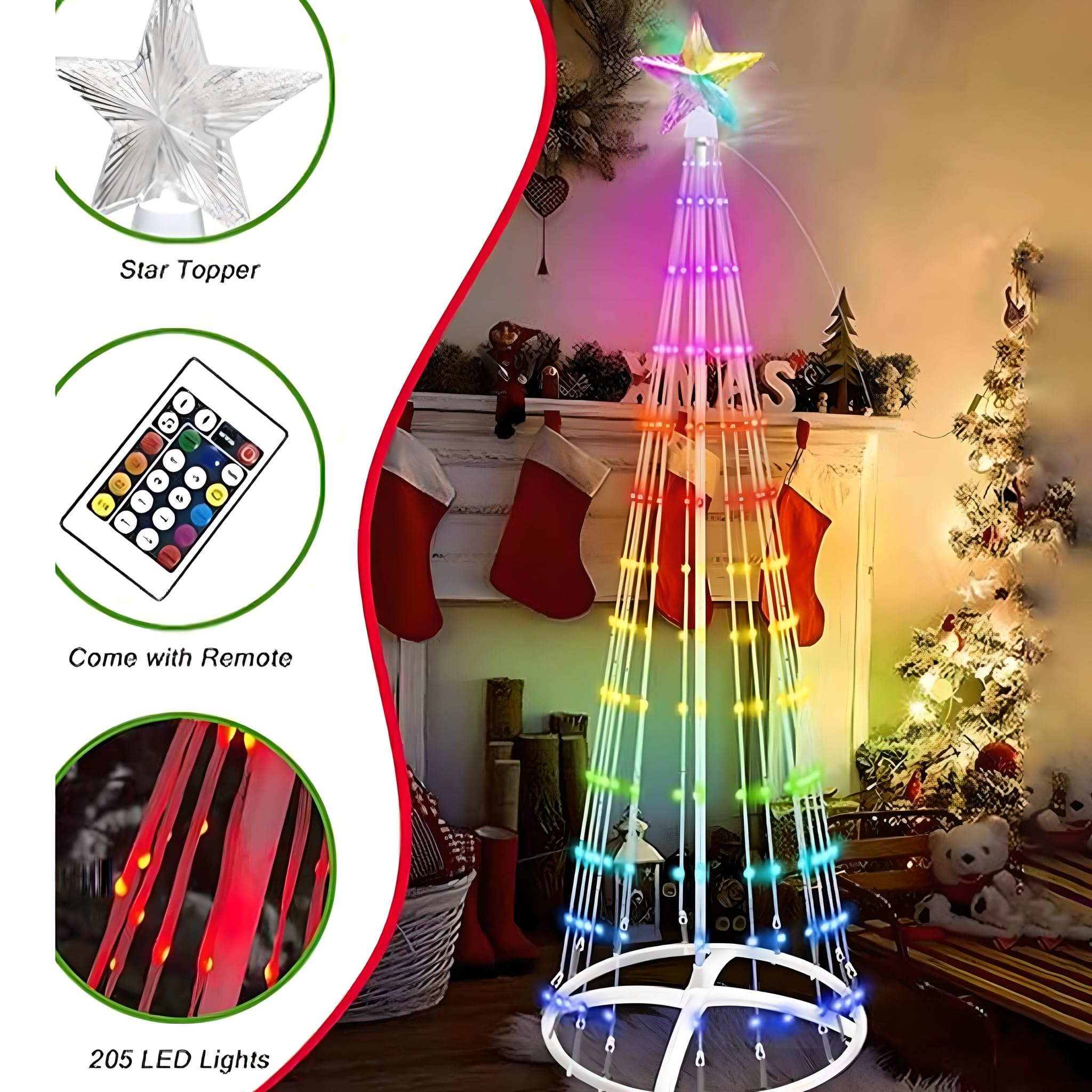 Inteligentne lampki choinkowe ze sterowaniem aplikacją, synchronizacją muzyki, timerem i zmianą kolorów RGB do dekoracji wnętrz i na zewnątrz