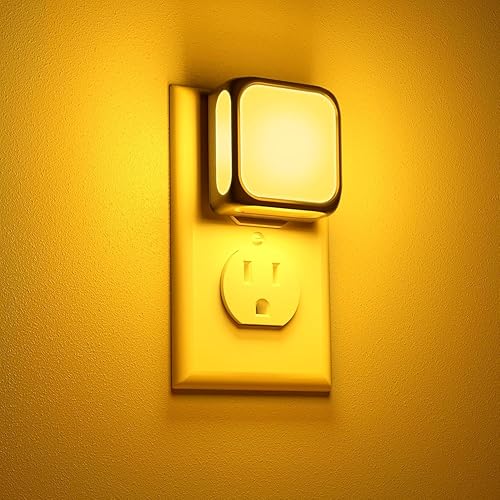 Paquete de 2 luces LED de noche para baño brillo suave de 3000 K, luz de pared enchufable con sensor de luz, encendidoapagado automático, ideal para