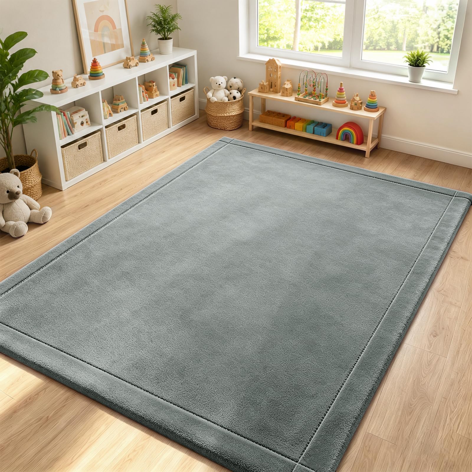 Alfombra para gatear para bebé, espuma de memoria, 200 x 150 x 2,5 cm, alfombra infantil, parte inferior antideslizante, plegable, para salón, habitación infantil, parque infantil, alfombrilla